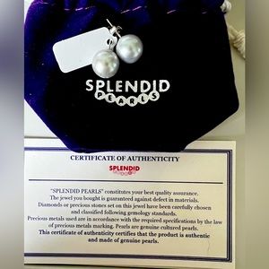 Michael Dawkins splendid grey pearl earrings white gold NWT